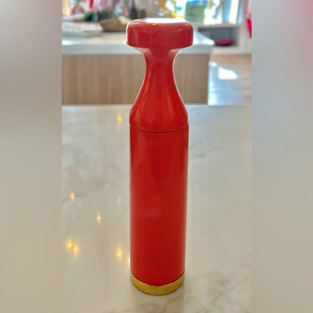 Large Upcycled Wood Salt/ Pepper Grinder/Mill Orange Gold Leaf Tall Hand Painted